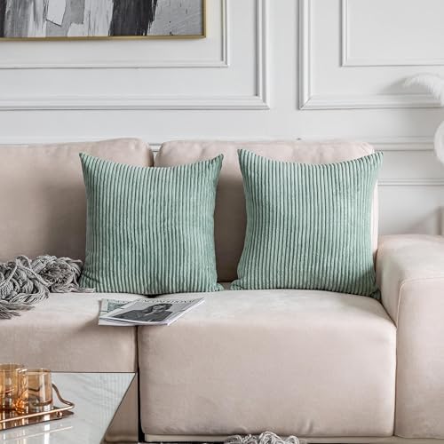 Home Brilliant Couch Pillow Covers 26x26 Set of 2 Super Soft Corduroy Large - Image 2