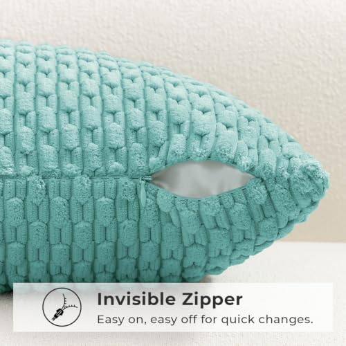 Kevin Textile Soft Corduroy 14"x36" Lumbar Pillow Cover 1 Pack, Aqua Green - Image 3