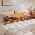 Boho Sun Mountain Floral 20x54 Body Pillow Cover, Watercolor Wildflower Boho by Unknown