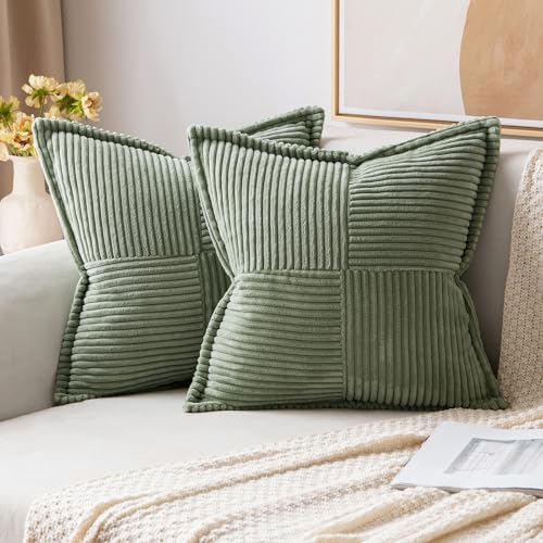 MIULEE Decorative Euro Sham Throw Pillow Covers 24x24 Light Olive Green by MIULEE