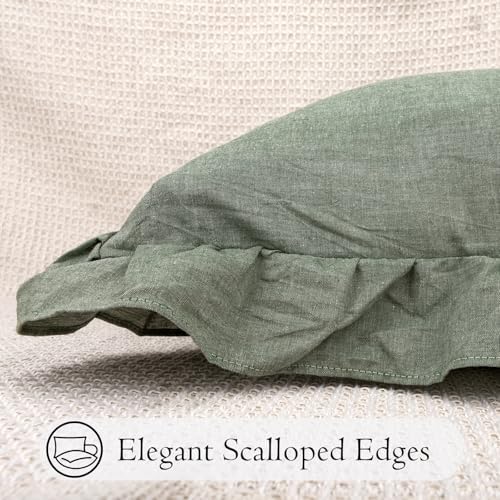 JoraLion Ruffled Lumbar Pillow Cover 14x26 Solid Green - Image 6