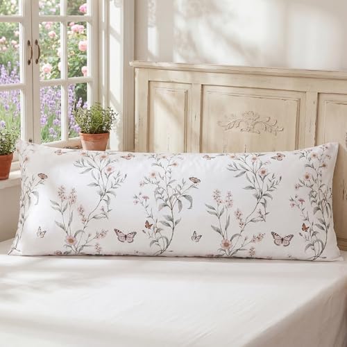 Bedorm 20 x 54 Body Pillow Cover Cotton Body Pillow Case Butterflies Botanical - Image 2