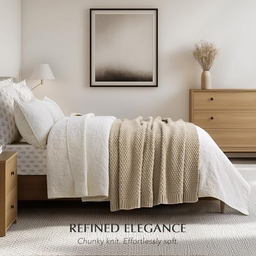 EVERGRACEHOME Chunky Chenille Knit Throw Blanket, 60 x 80, Sand Dune - Image 3