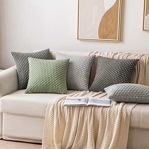 MIULEE Decorative Throw Pillow Covers 18x18 Dark Grey Textured Corduroy - Image 5