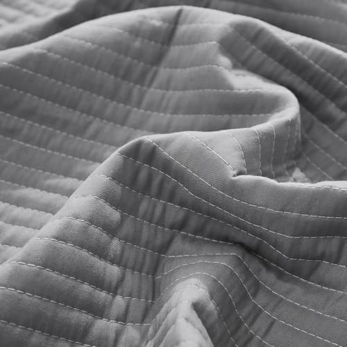 Stripe Quilted Pillowcases Set of 2, King Size Envelope Pillow Covers Soft - Image 6