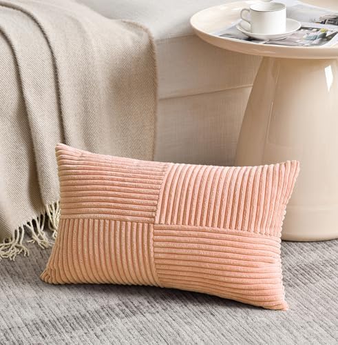 Fancy Homi 2 Packs Peach Lumbar Decorative Throw Pillow Covers 16x32 Inch - Image 2
