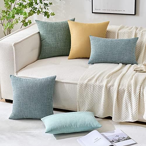 MIULEE Pack of 2 Decorative Linen Burlap Textured Pillow Covers Farmhouse Boho - Image 5