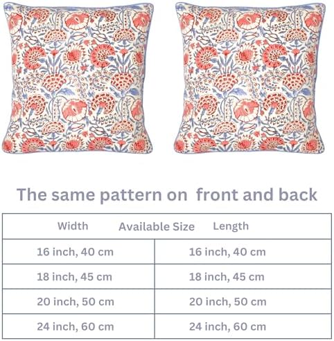 Ridhi Block Print Flamingo Pink Pillow Cover 18" x 18" Decorative Couch Pillows - Image 5