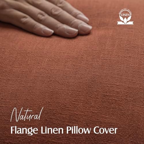 Foindtower Linen Solid Decorative Throw Pillow Cover 24x24 Inch Rust Orange - Image 2