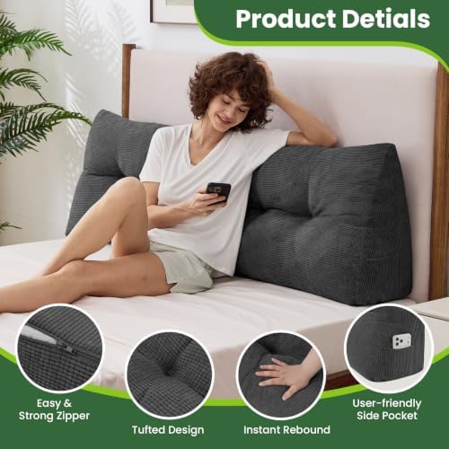 Headboard Pillow Twin, Triangle Bed Wedge Pillow - Image 5