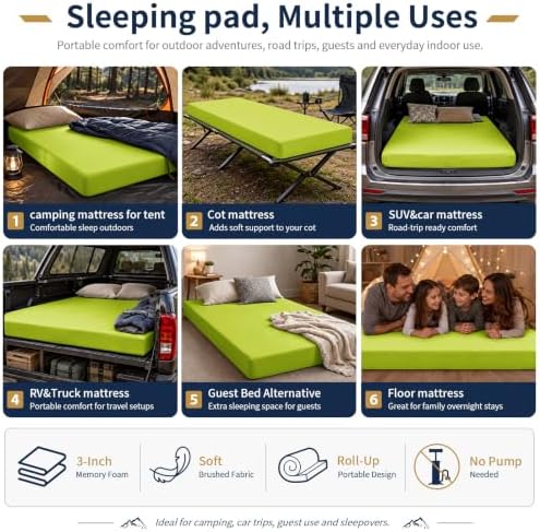 CYMULA Memory Foam Camping Mattress Pad, Sleeping Pad - Image 6