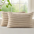 decorUhome Fall Faux Fur Throw Pillow Covers 12x20 Set of 2 Khaki Brown by decorUhome