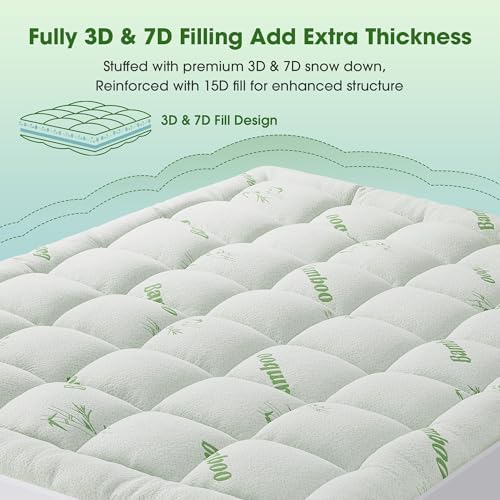 Mattress Pad Full Size, Cooling Pillow Top Mattress Topper, Ultra Soft Viscose - Image 6