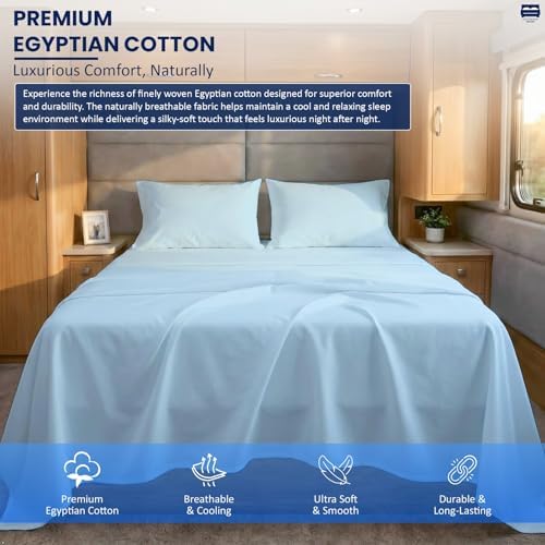 4 Piece Three Quarter Sheets Fits 16" Deep, Egyptian Cotton, Light Blue - Image 2
