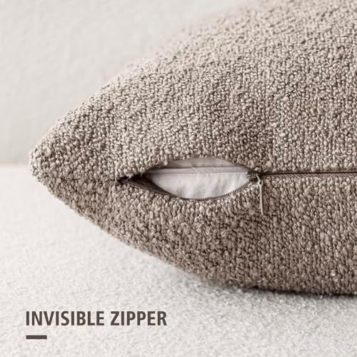 Foindtower Cozy Textured Boucle Lumbar Throw Pillow Cover 12x20 Light Taupe - Image 2