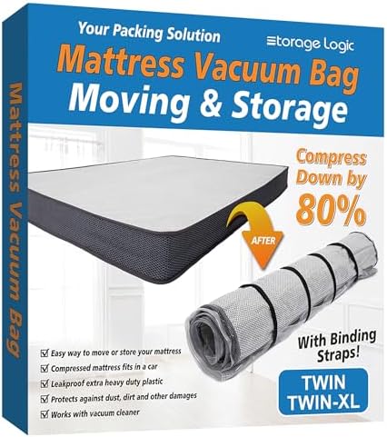 Foam Mattress Vacuum Bag with 4 Adjustable Straps, Twin/Twin XL by StorageLogic