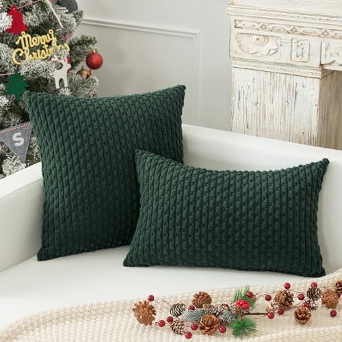 Kevin Textile Soft Corduroy 14"x24" Lumbar Pillow Cover 1 Pack, Army Green - Image 5