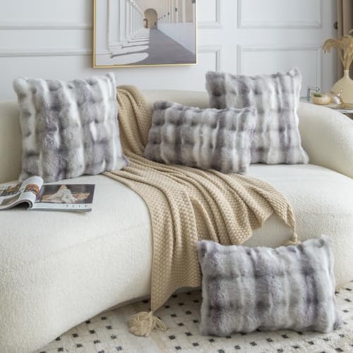 MADIZZ Pack of 2 Thick Plush Faux Wool Throw Pillow Covers Soft Boho Throw - Image 4
