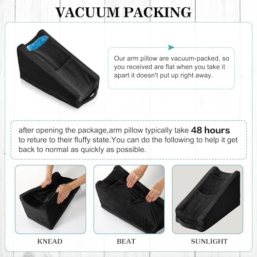 Buryeah Black Arm Elevation Pillow 2 Pocket, Plush Material - Image 3