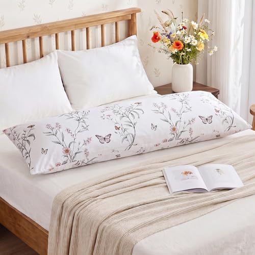 Bedorm 20 x 54 Body Pillow Cover Cotton Body Pillow Case Butterflies Botanical - Image 6