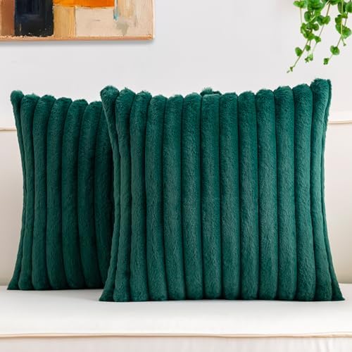 Pack of 2 Faux Fur Christmas Throw Pillow Covers 24x24 Inch by Unknown