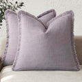 Foindtower Decorative Linen Fringe Throw Pillow Covers 26×26 Light Purple by Foindtower