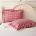 Silnuo Red/White Gingham Ruffle Pillow Covers Queen Size Set of 2 by Silnuo