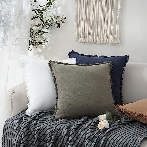 Foindtower Decorative Linen Fringe Throw Pillow Covers 22×22 Inch - Image 5