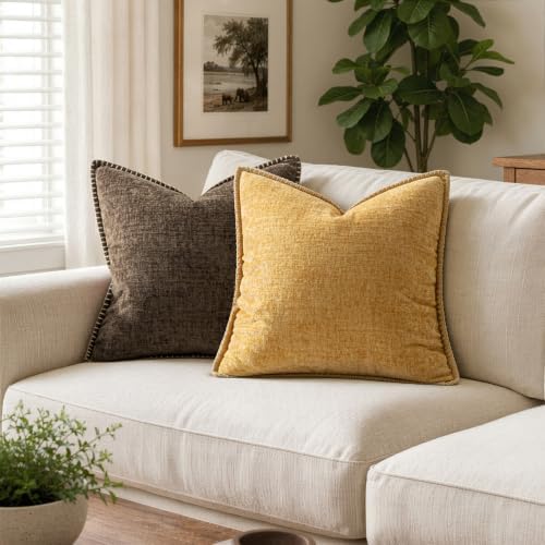 MIULEE Decorative Couch Throw Pillow Covers 16x16 Inch Gold 2 Pack - Image 4