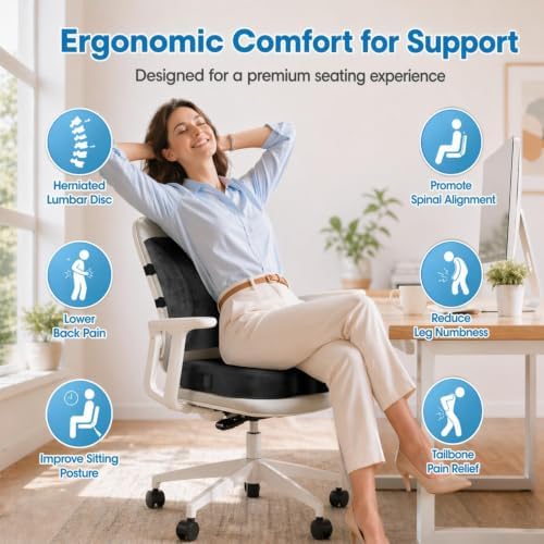 CloudBliss Ergonomic Seat Cushion & Lumbar Support Pillow Set - Image 2