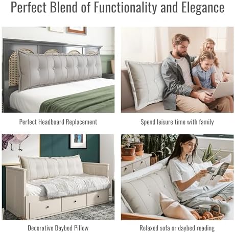 Daneey Queen Headboard Pillow, Large Soft Backrest Pillow - Image 4