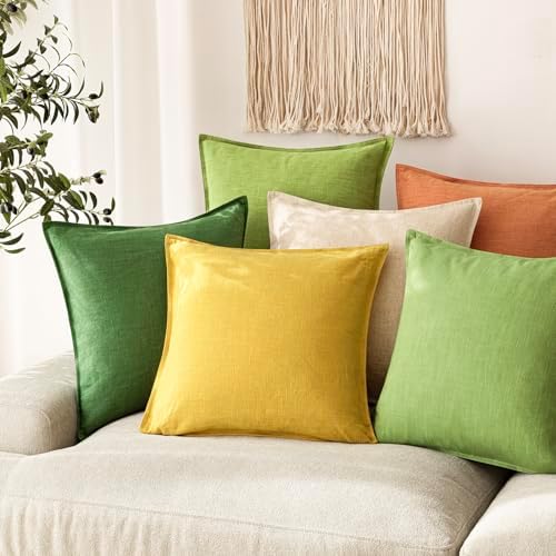 Foindtower Linen Solid Decorative Throw Pillow Covers 18x18 Ginger Yellow - Image 5