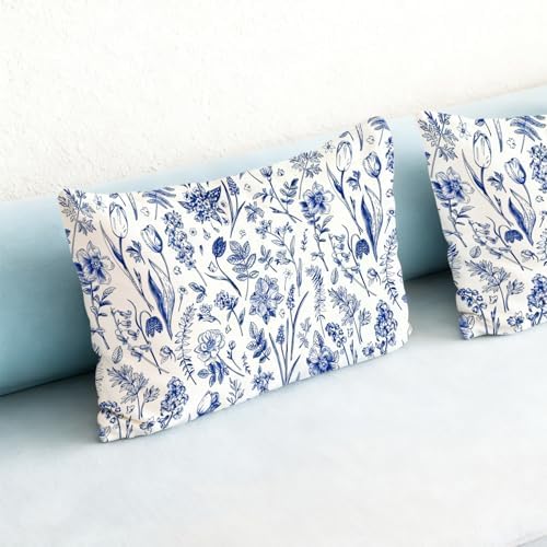Chinoiserie Blue and White Floral Pillow Cover 12x20, Chinoiserie Decor - Image 4