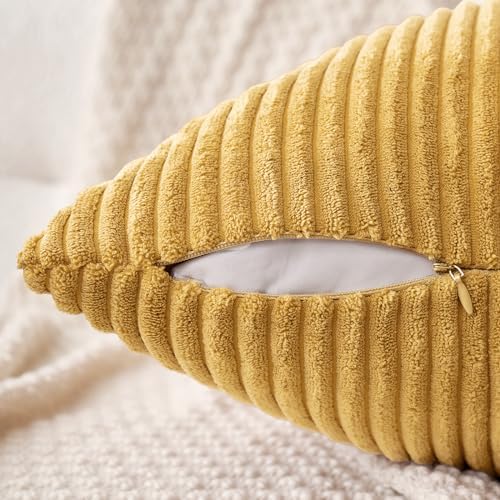 MIULEE Fall Decorative Corduroy Throw Pillow Covers Set of 2 20x20 Gold - Image 5