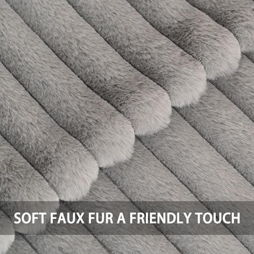 Pack of 2 Faux Fur Christmas Throw Pillow Covers 16x16 Inch, Dark Grey - Image 2