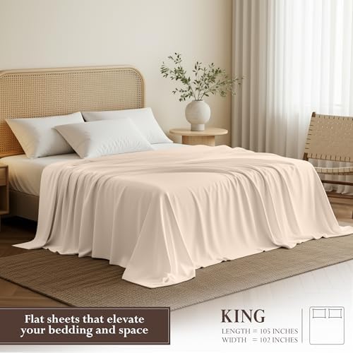 King Size Flat Sheet Only, Ultra Soft & Breathable Hotel Sheets - Image 2