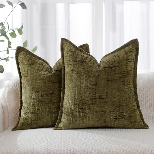 HPUK Chenille Throw Pillow Covers 18x18 Inch, Soft Woven Texture by HPUK