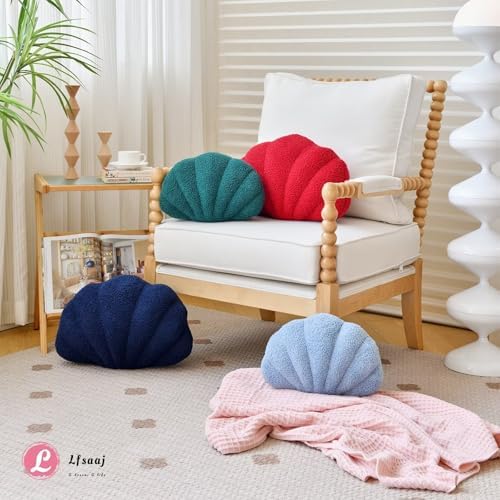 Lfsaaj Dusty Blue Seashell Throw Pillows, Shell Shaped Throw Pillows, 13 Inch - Image 5
