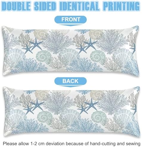 Body Pillow Cover with Zipper, Coral Seashell Imitation Silk Long Pillow Case - Image 3