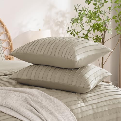 JELLYMONI Khaki Striped Tufted Pillowcases King Size - Image 3