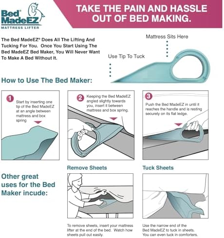 2 Pack-The Original Bed Made EZ Made in USA Mattress Lifter Tool Helps Lift and - Image 3