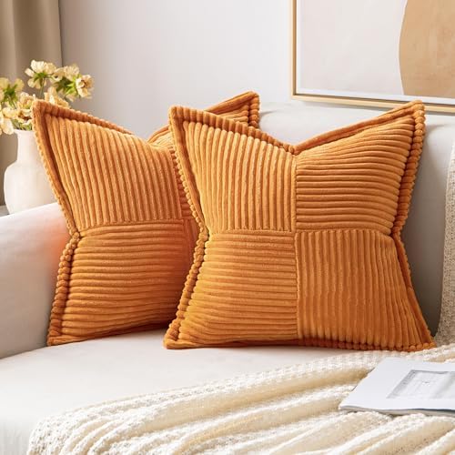 MIULEE Fall Burnt Orange Decorative Throw Pillow Covers 18x18 Inch 2 Pack by MIULEE