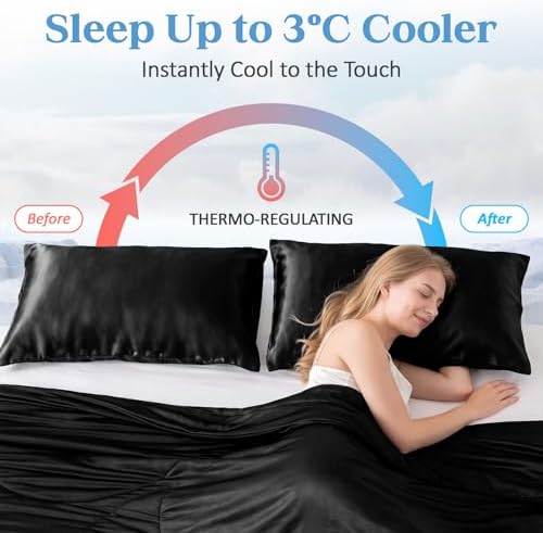 CHOSHOME Cooling Pillow Cases Zipper Pillow Covers Q-Max > 0.45 Silk Pillowcases - Image 6