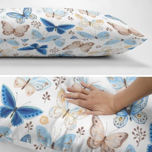 Blue Brown Butterfly Body Pillow Cover Pillowcase - Image 5