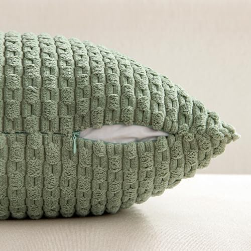 MIULEE Decorative Throw Pillow Covers 26x26 Sage Green Textured Corduroy - Image 6