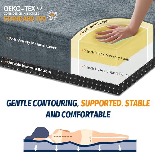 CYMULA Memory Foam Camping Mattress Pad, Sleeping Mat, Portable Roll Up Mattress - Image 2