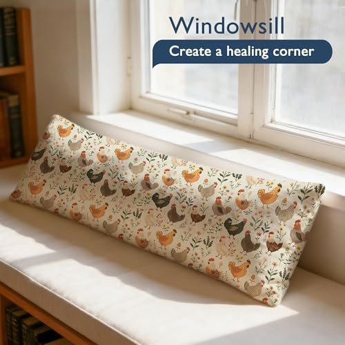 Rustic Floral Chicken 20x54 Body Pillow Cover, Chicken Lover Gifts - Image 3