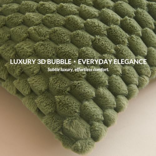 XeGe 3D Bubble Fluffy Faux Rabbit Fur Body Pillow Cover 20x54, Sage Green - Image 2