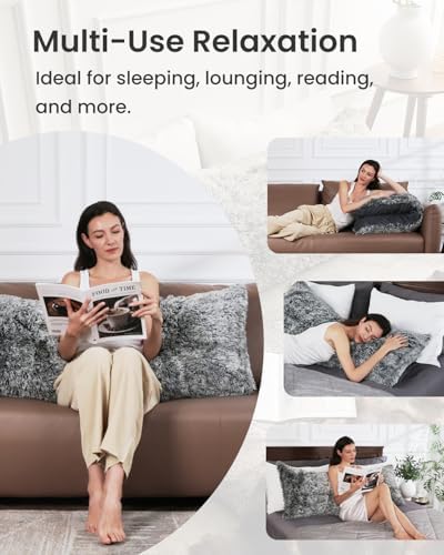 ZonLi Fuzzy Body Pillow Cover, Faux Fur Long Pillow Cover - Image 7