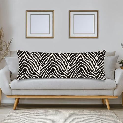 Black and White Zebra Print Body Pillow Cover 20x54 Long Pillow Case - Image 3
